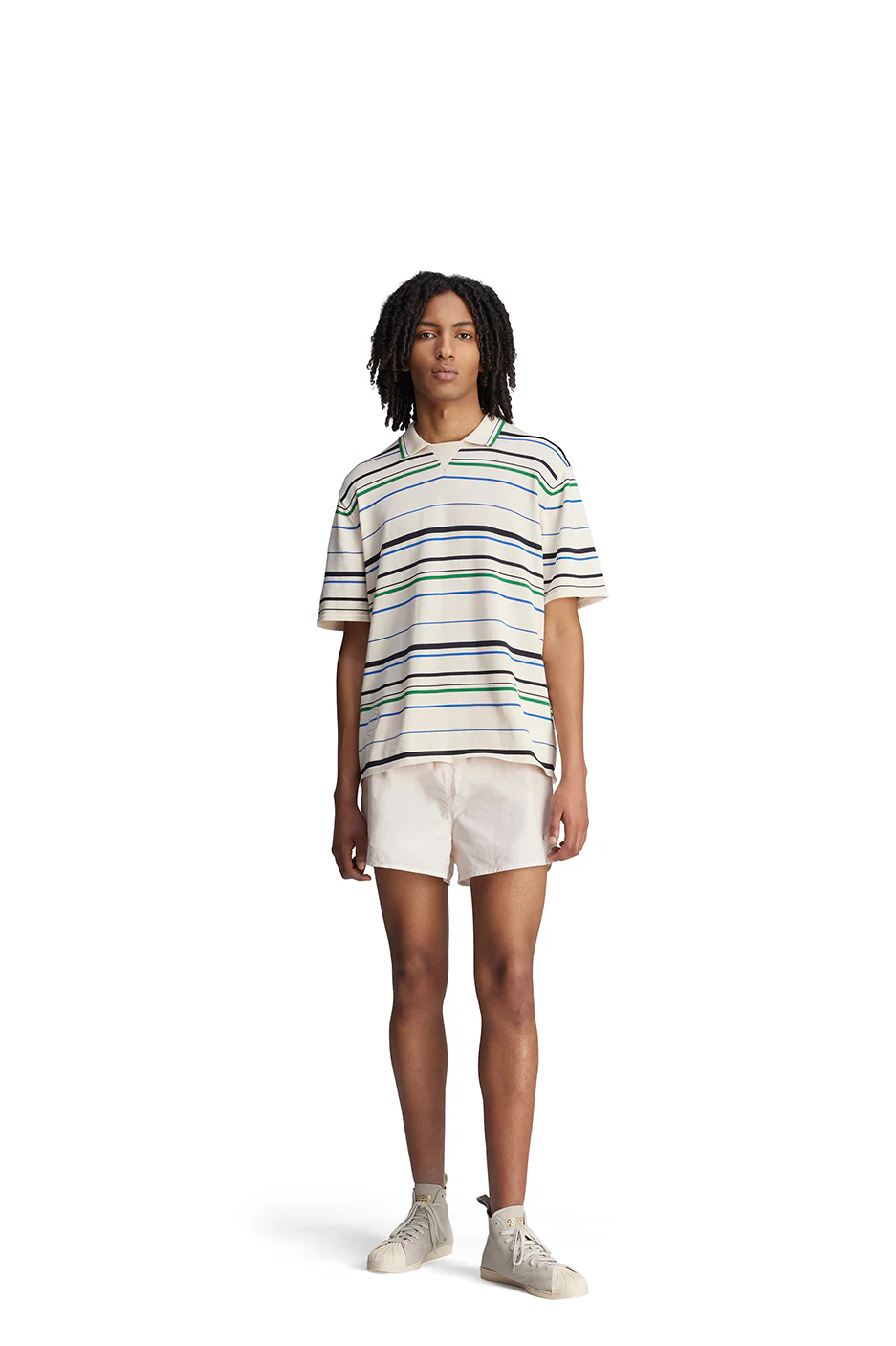 adidas x Wales Bonner Knit Polo 'Wonder White/Green/Blue Bird' - Image 3