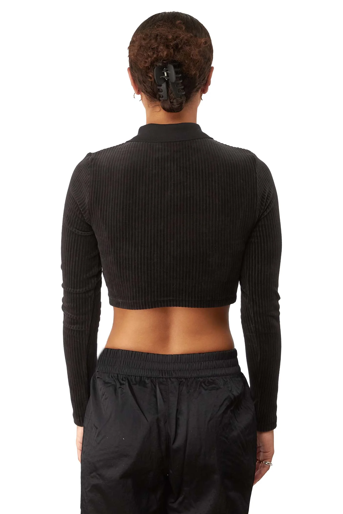 Womens Air Jordan Long-Sleeve Velour Top 'Black' - Image 3
