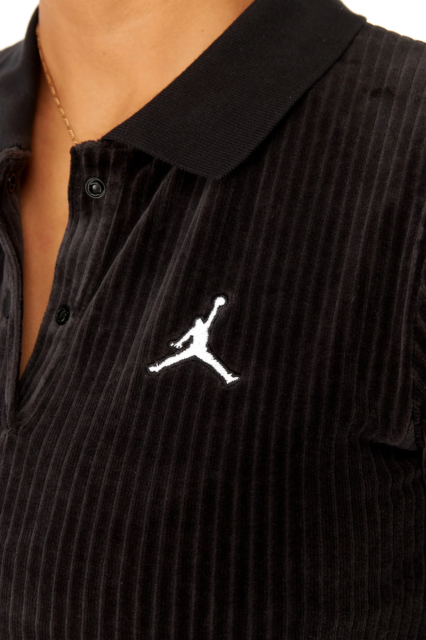 Womens Air Jordan Long-Sleeve Velour Top 'Black' - Image 4