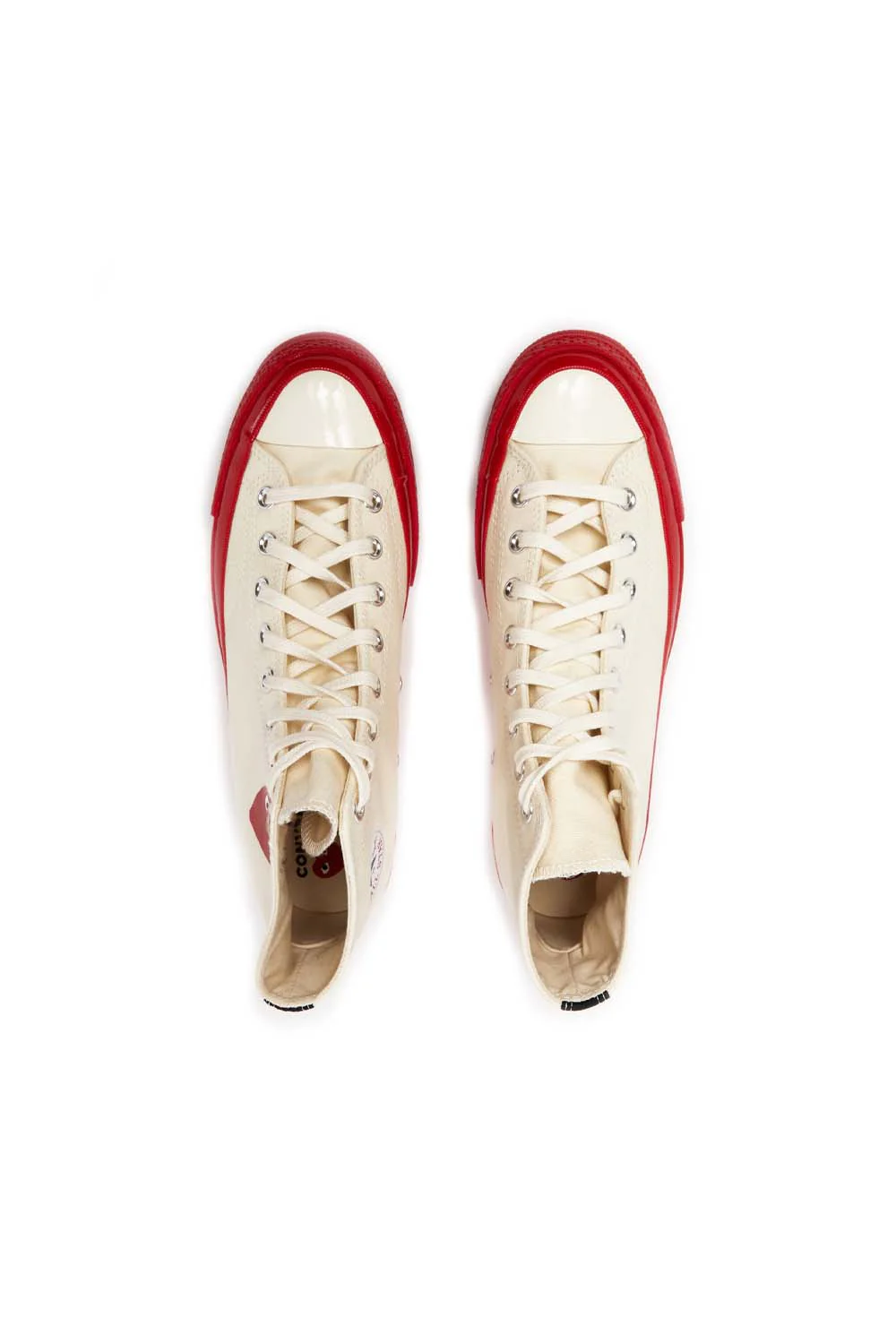 Comme des Garcons PLAY x Converse Chuck 70 High Shoes Egret/Red - Image 3