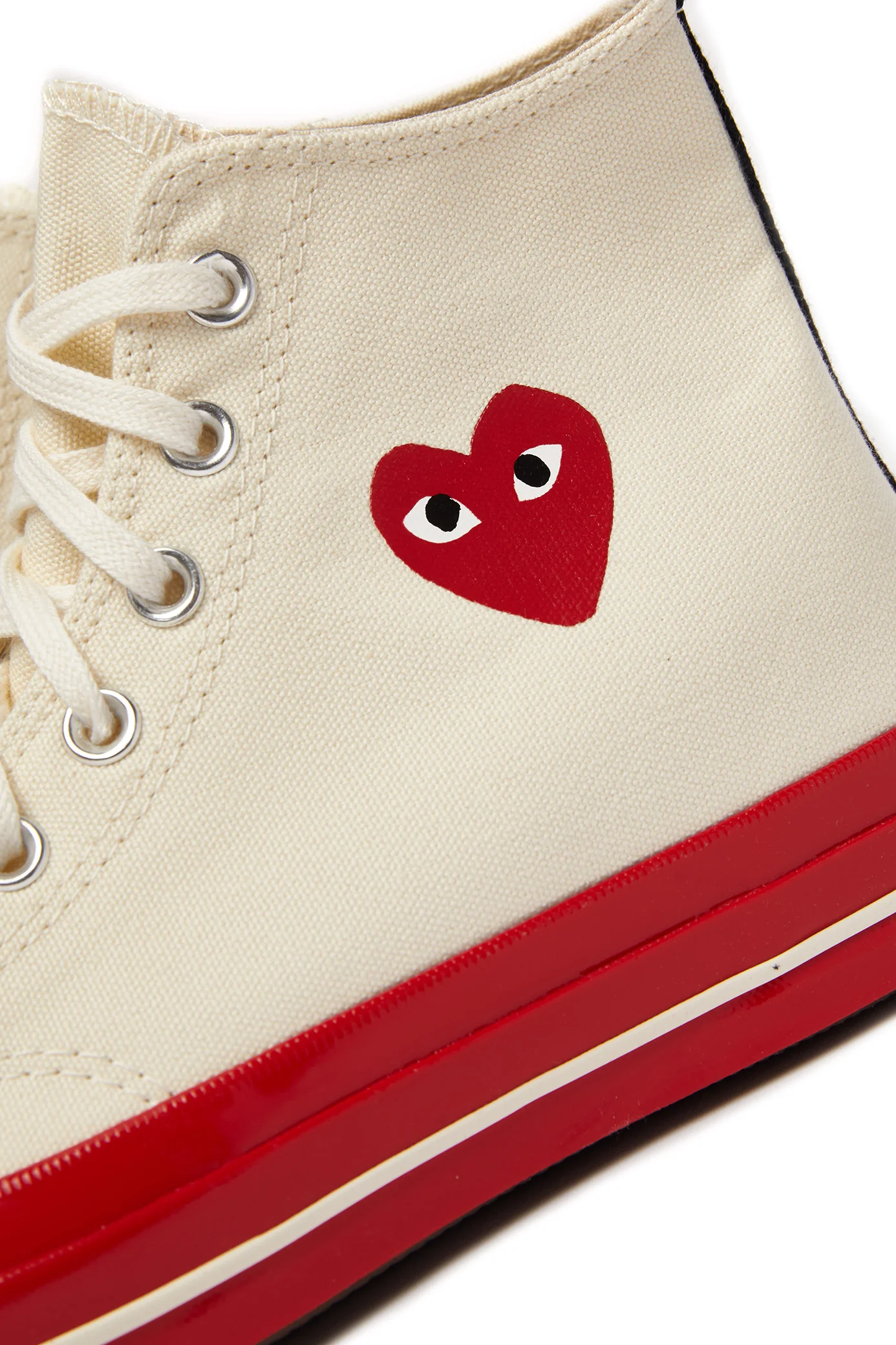 Comme des Garcons PLAY x Converse Chuck 70 High Shoes Egret/Red - Image 4