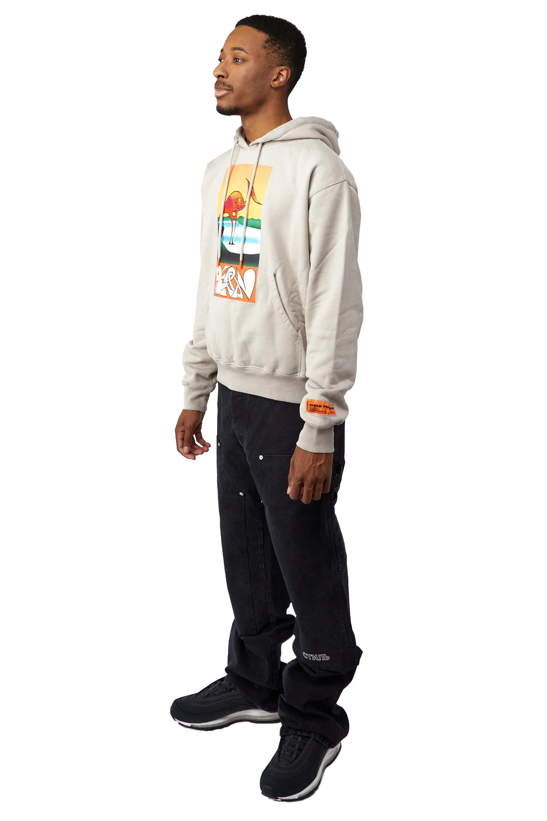 Heron Preston Heron Abstract Hoodie 'Grey/Orange' - Image 2