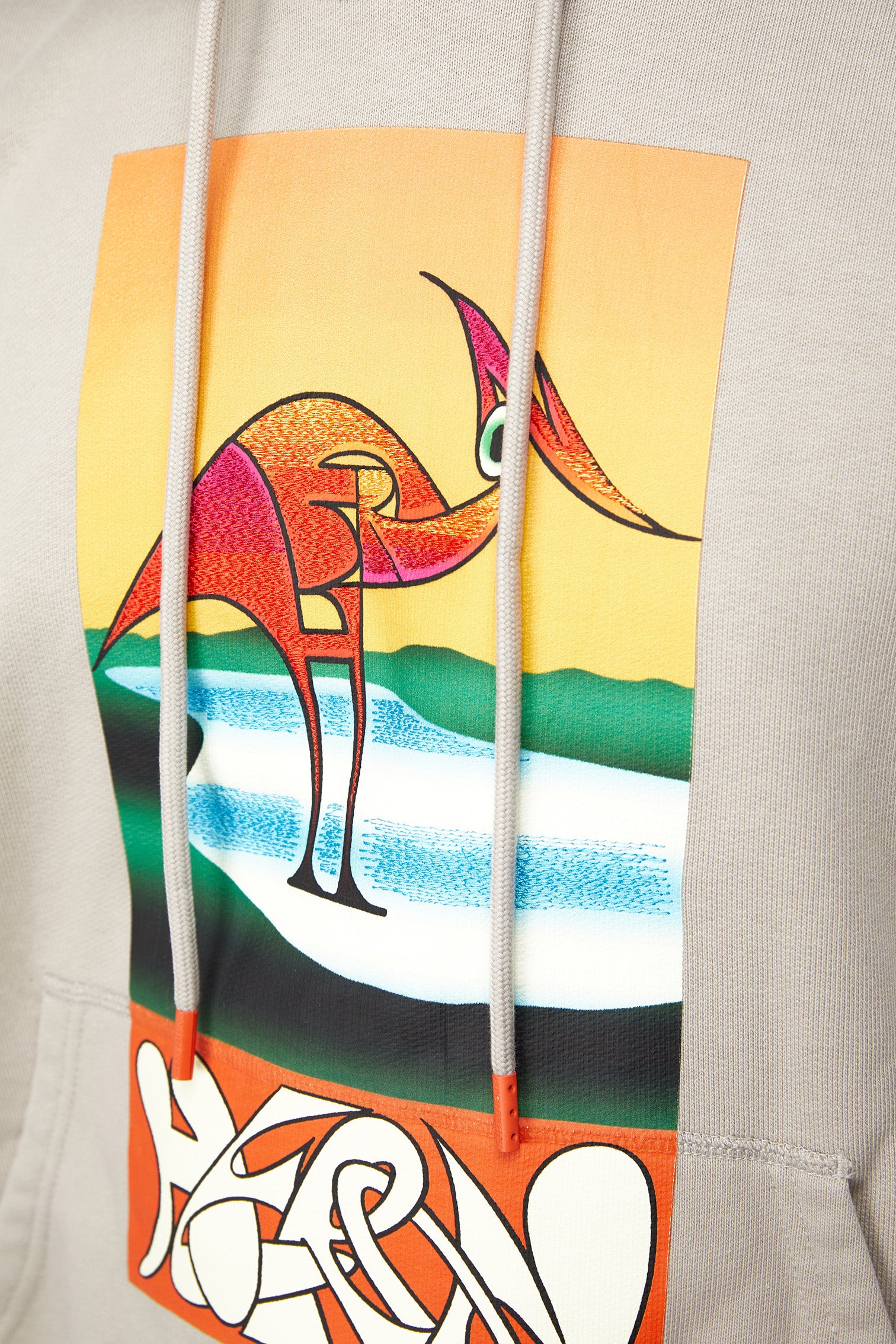 Heron Preston Heron Abstract Hoodie 'Grey/Orange' - Image 4