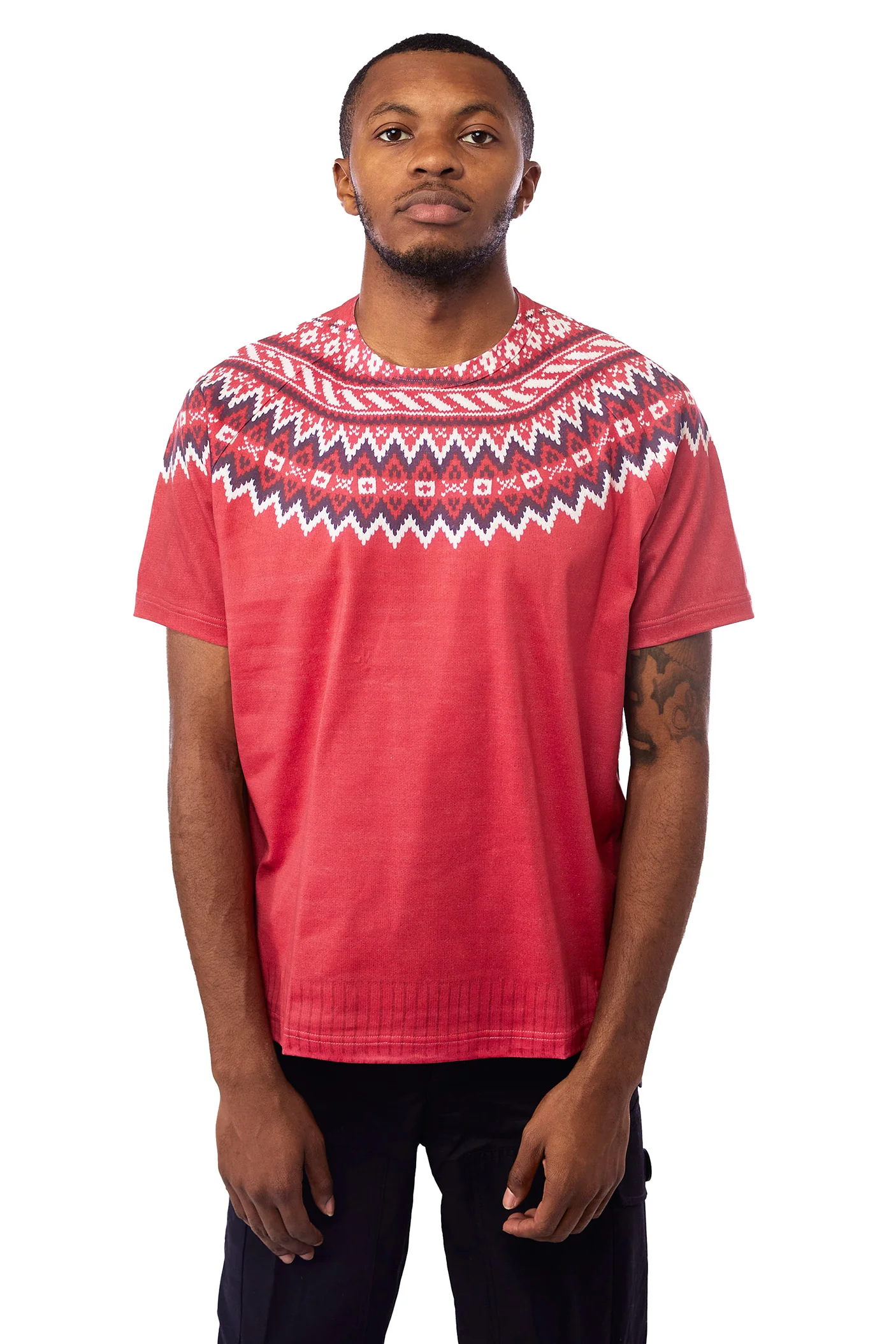 Junya Watanabe Sweater Print Tee 'Red/White'