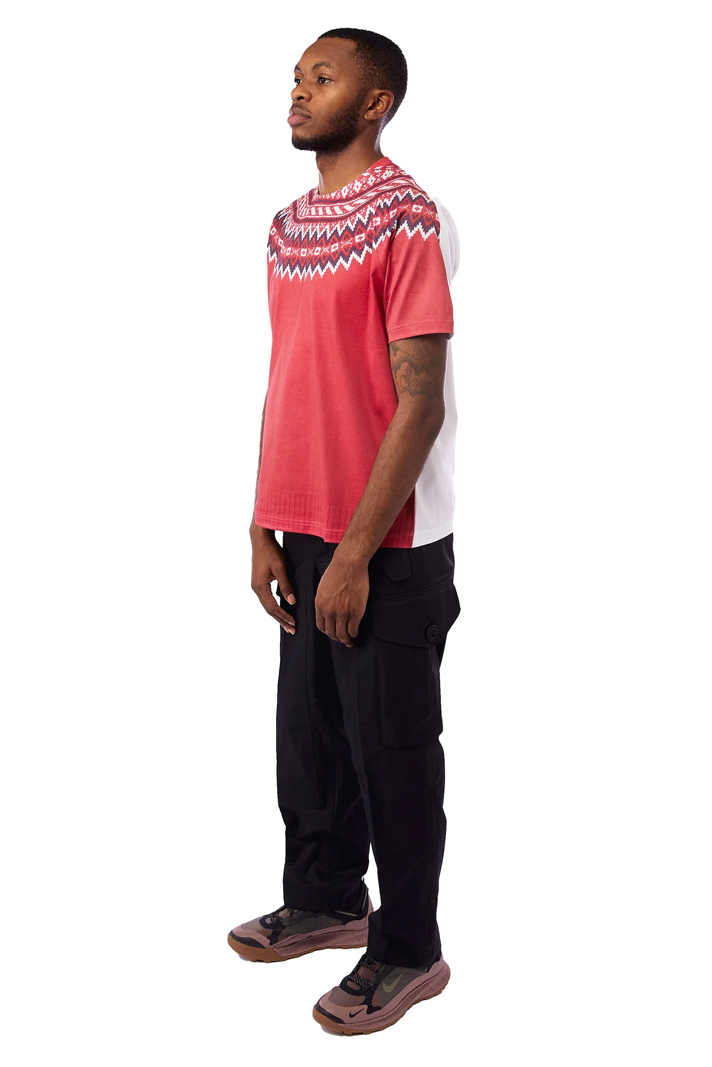 Junya Watanabe Sweater Print Tee 'Red/White' - Image 2