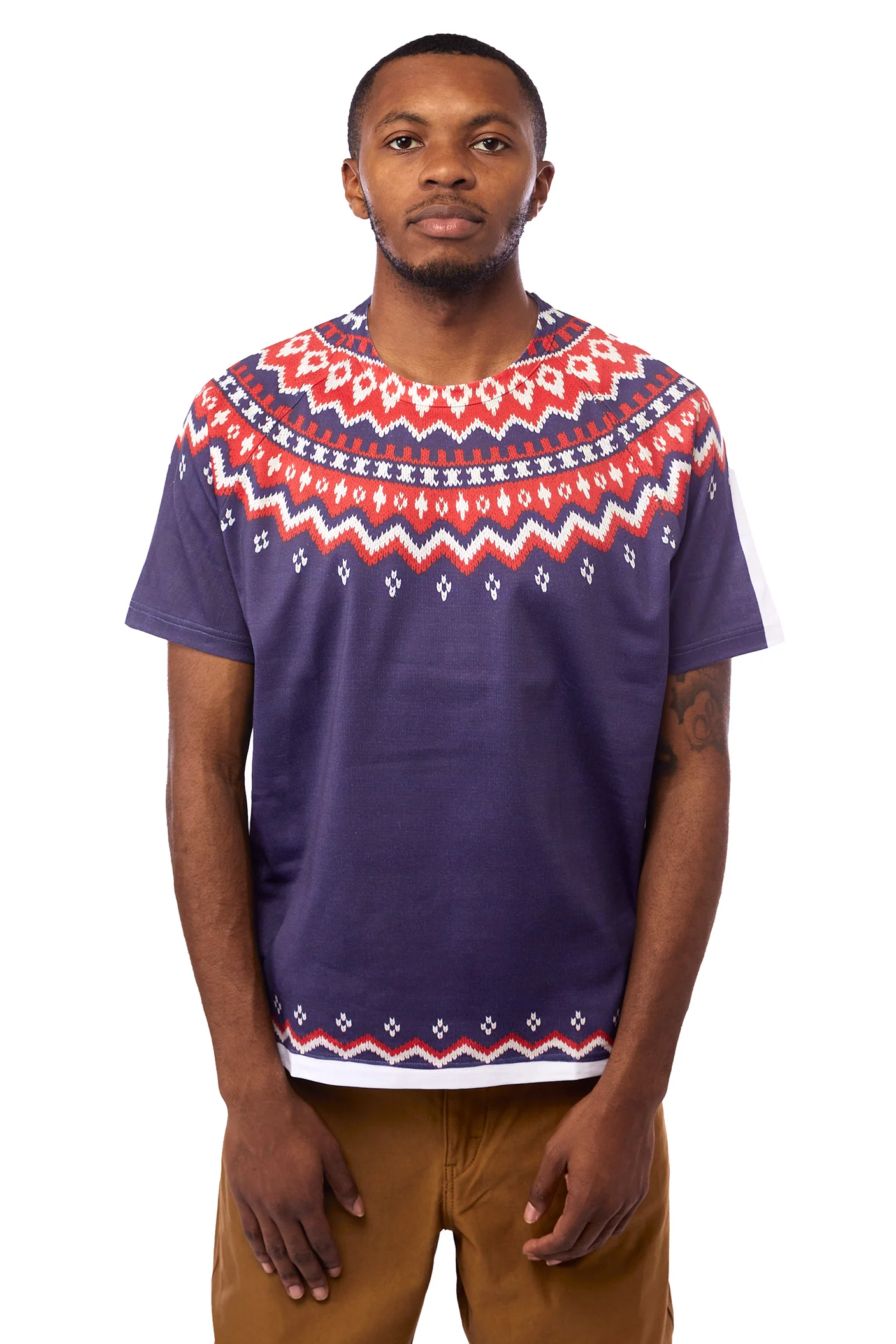 Junya Watanabe Sweater Print Tee 'White/Navy'