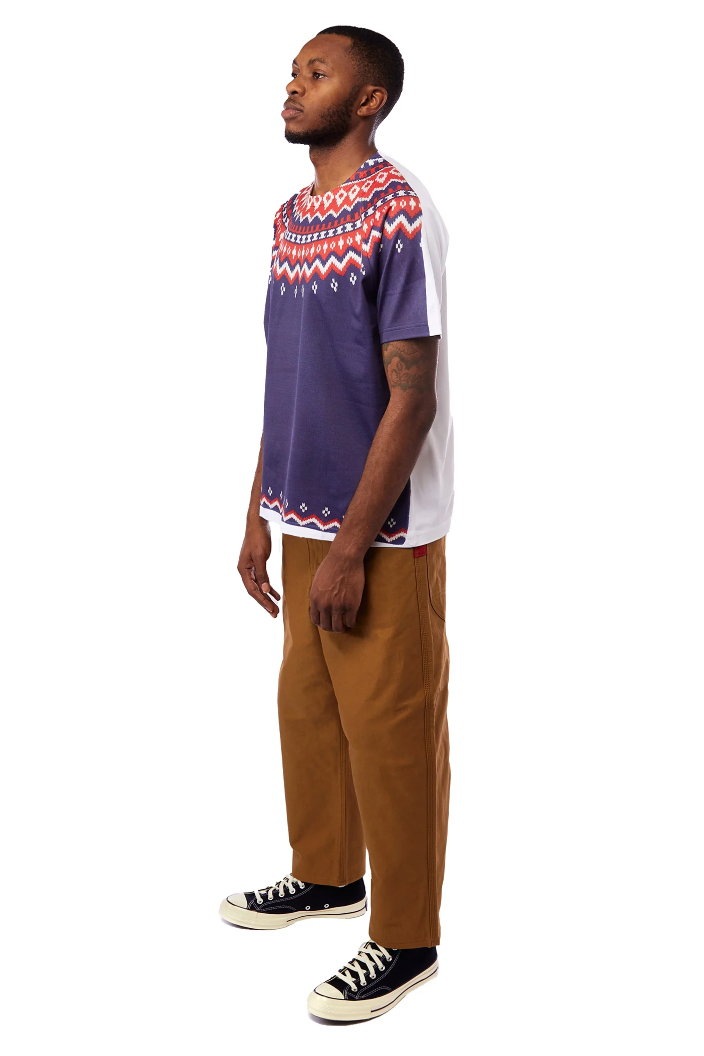Junya Watanabe Sweater Print Tee 'White/Navy' - Image 2