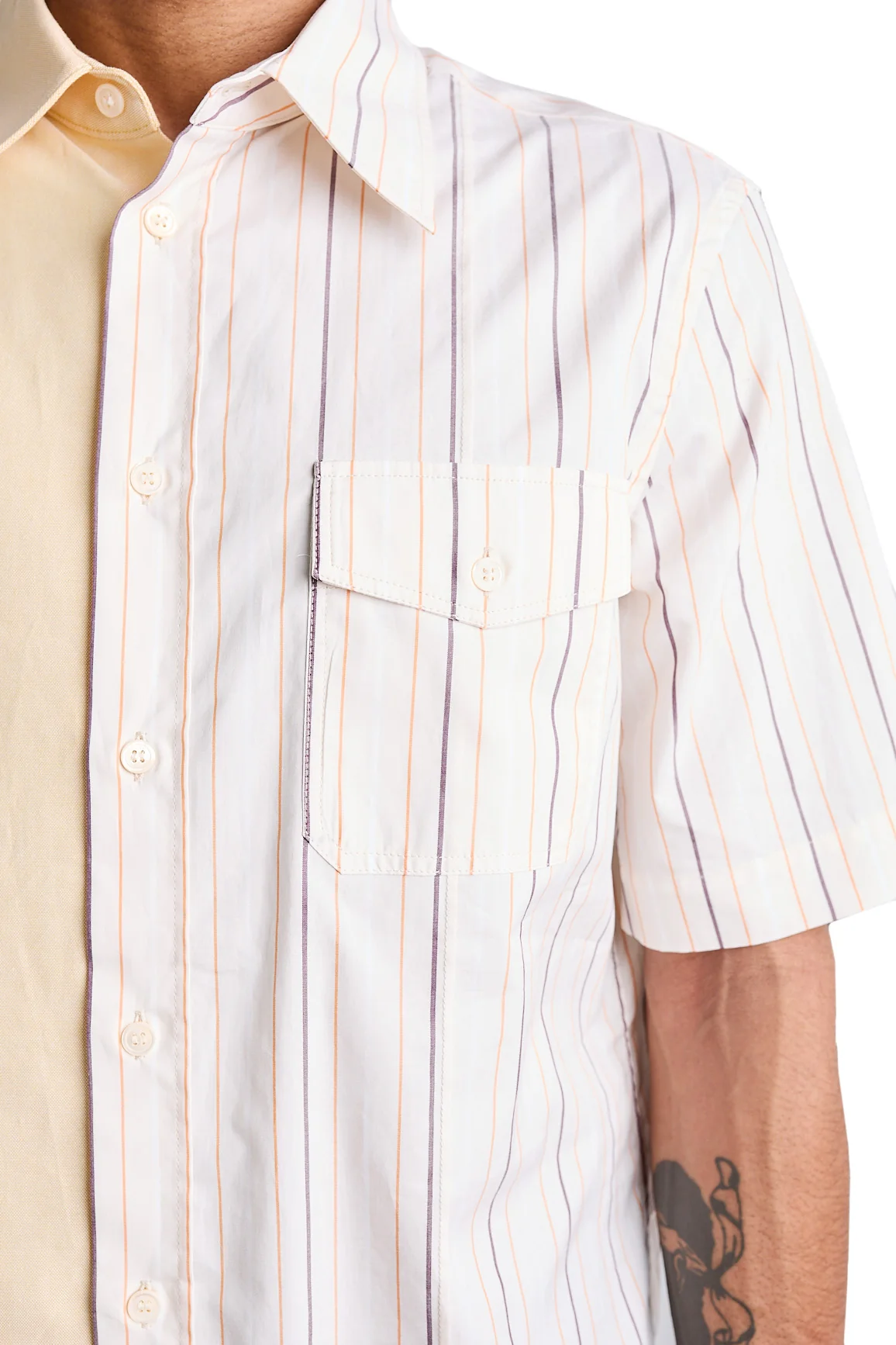 Marni Half Poplin Striped Shirt 'Ivory' - Image 4