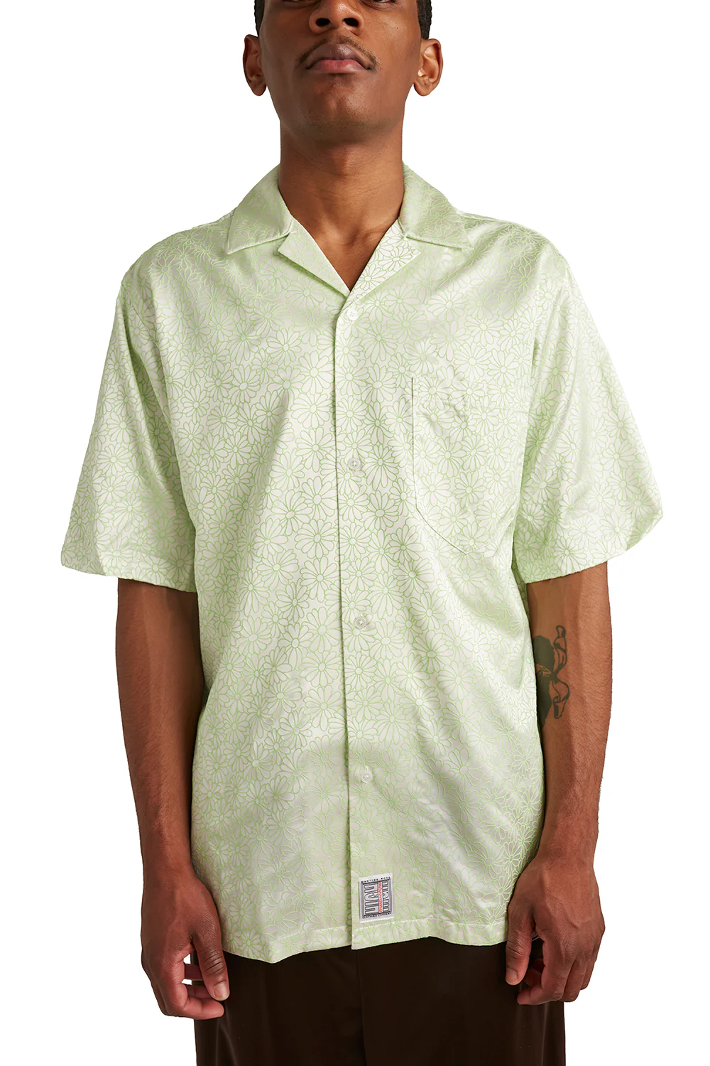 Martine Rose Mens Hawaiian Shirt 'Green Floral' - Image 4