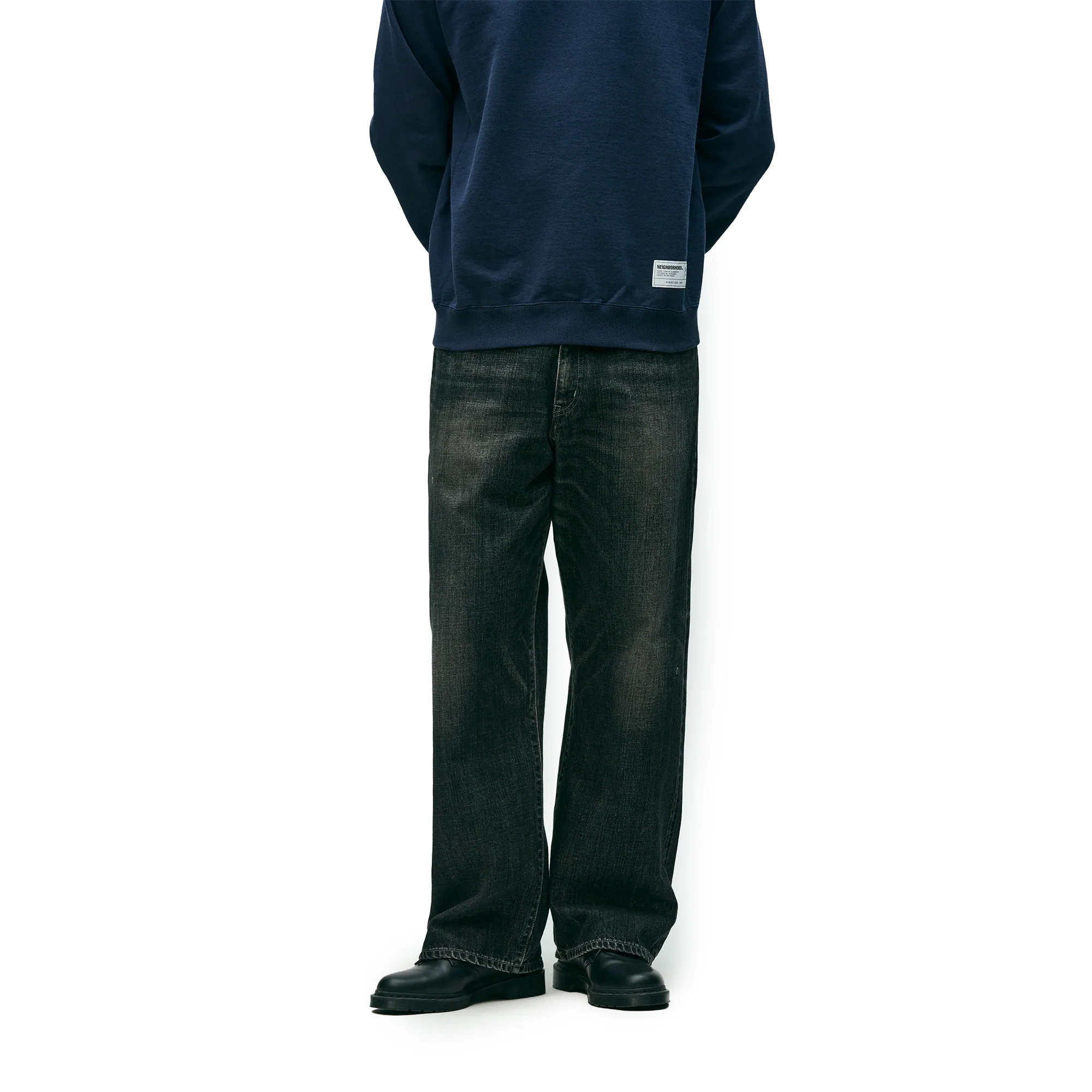 Neighborhood Washed DP Wide Denim Pants 'Black' - Image 3