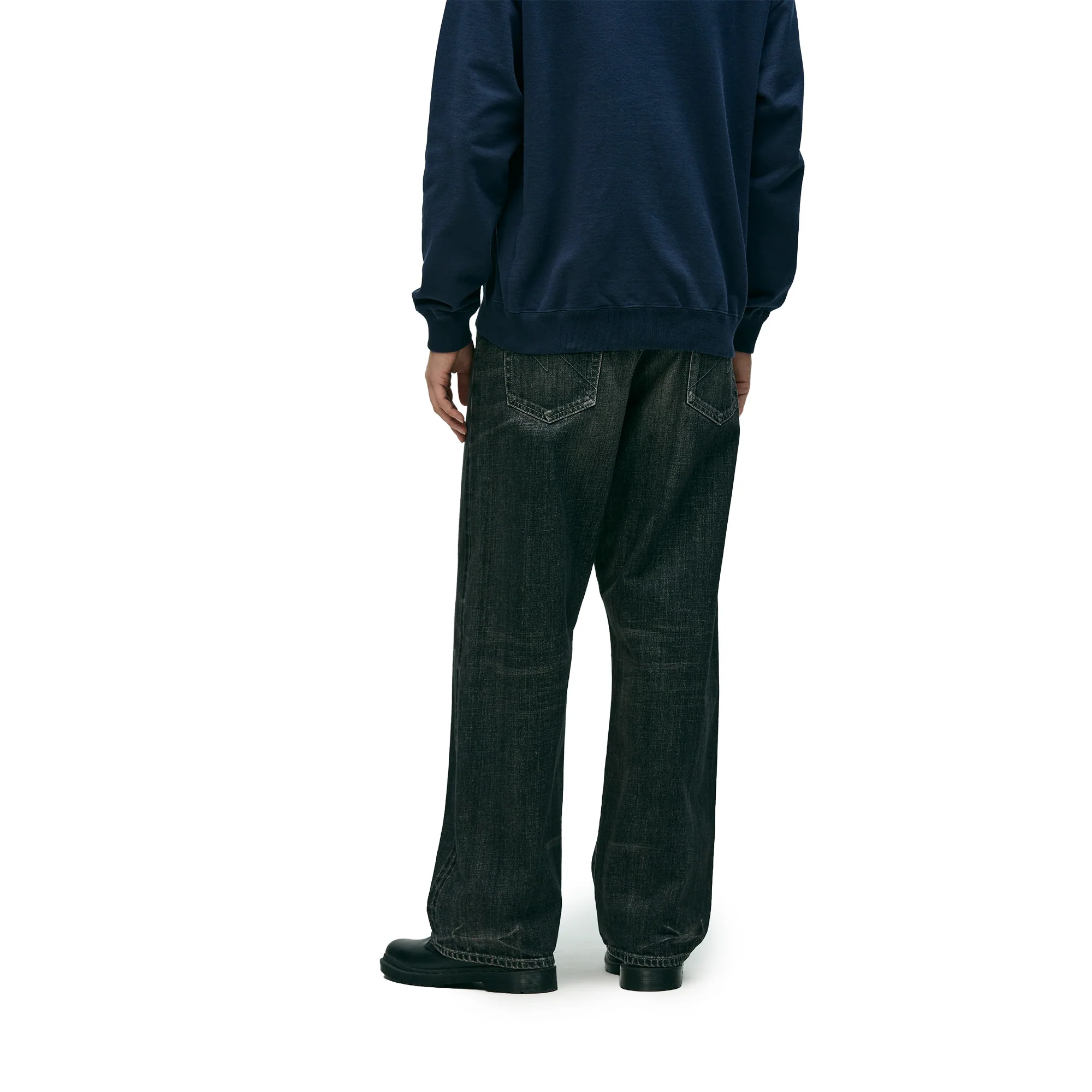 Neighborhood Washed DP Wide Denim Pants 'Black' - Image 4