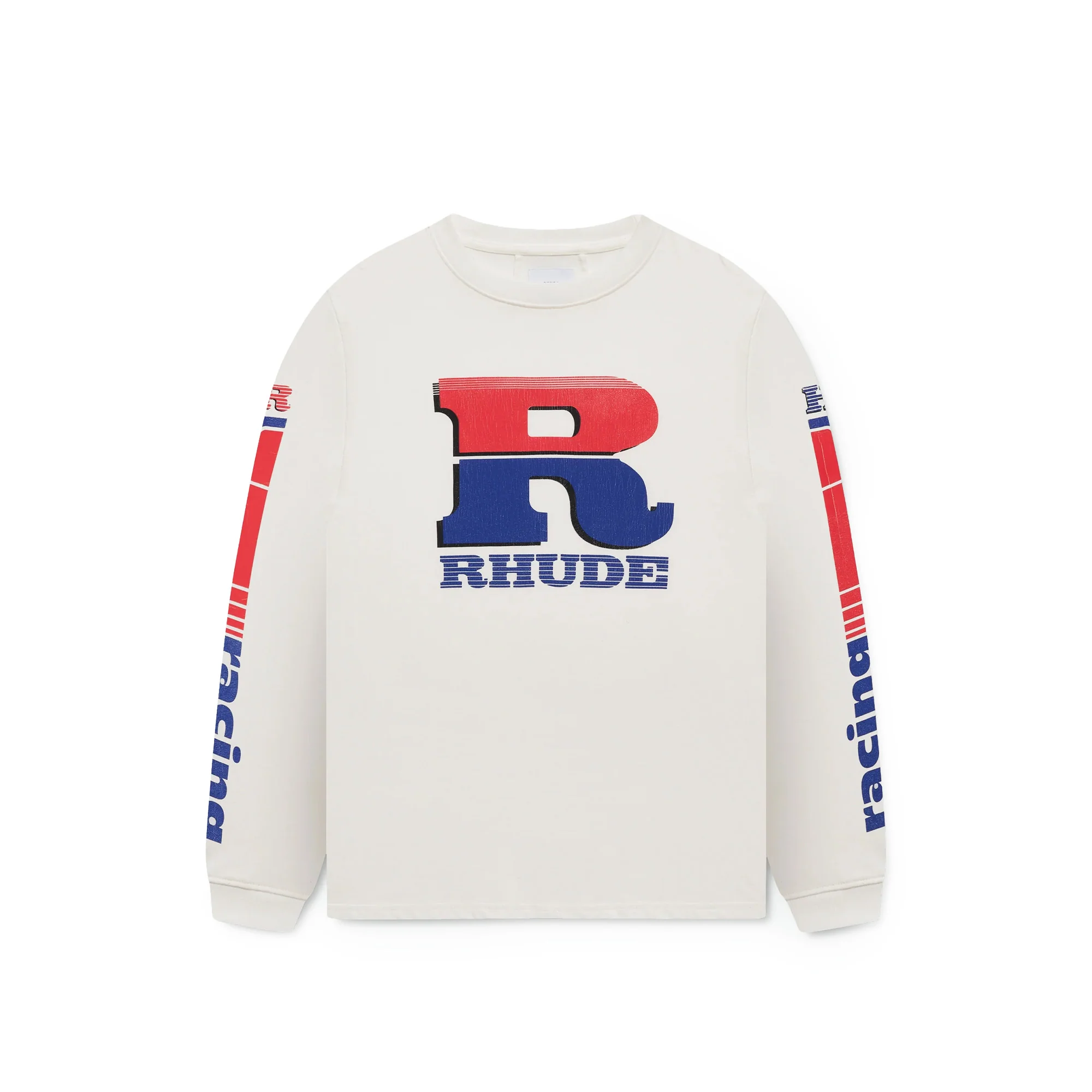 Rhude Split Petrol LS Tee 'Vintage White/Red'