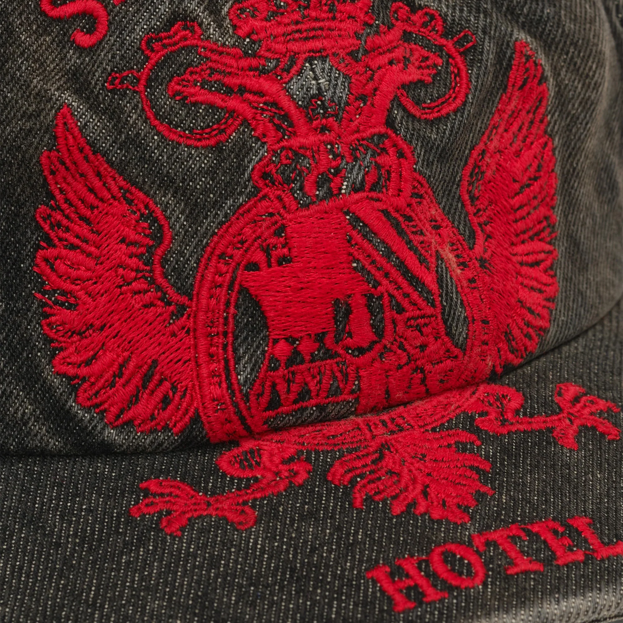 Rhude St. Rhude Seal Denim Hat 'Agoura Black/Red' - Image 3