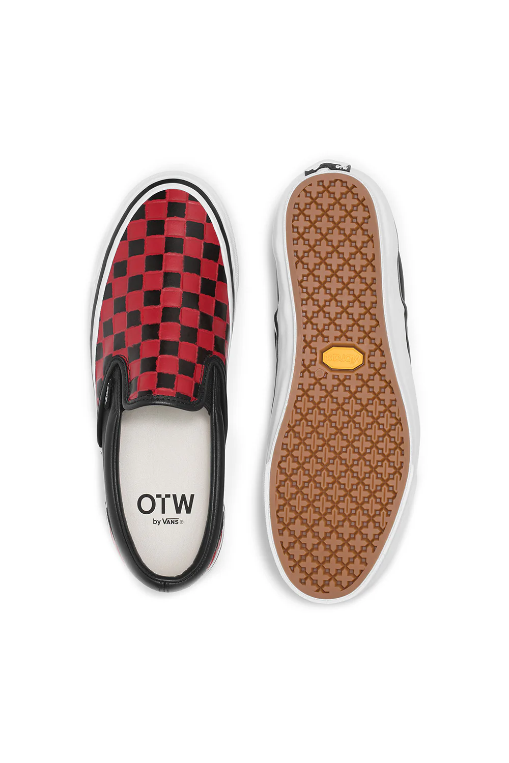 Vans OTW Slip-On 98 Vibram Leather Check 'Red/Black' - Image 3